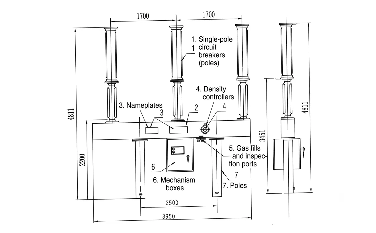 LW36-72.5-126-Outdoor-High-Voltage-Vacuum-Circuit-Breaker-dimension