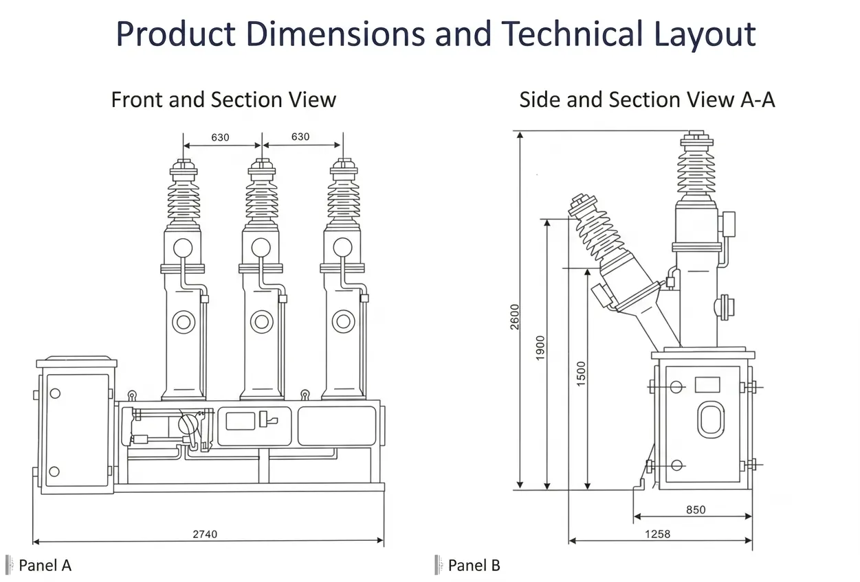 LW8-40.5-outdoor-three-phase-Sulfur-Hexafluoride-(SF6)-Circuit-Breaker-dimension