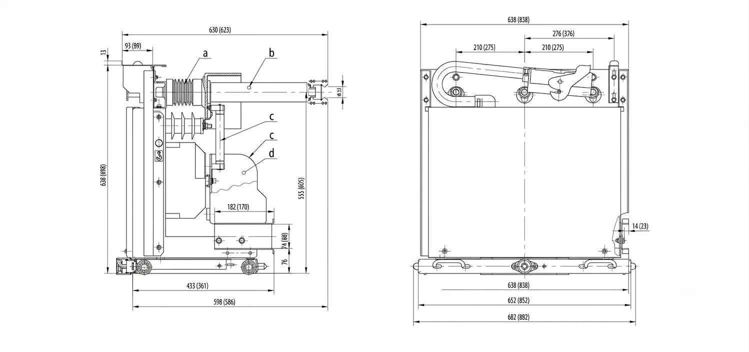 PT Handcart for 12kV KYN28 Switchgear Voltage Transformer Unit dimension
