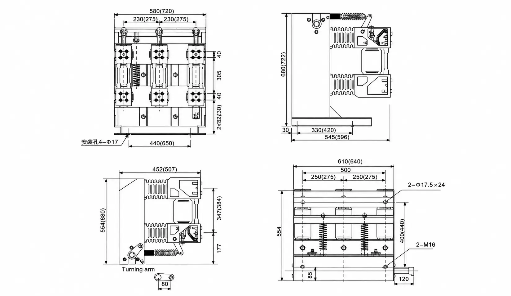 ZN28-12 Indoor Vacuum Circuit Breaker for 12kV Switchgear dimension