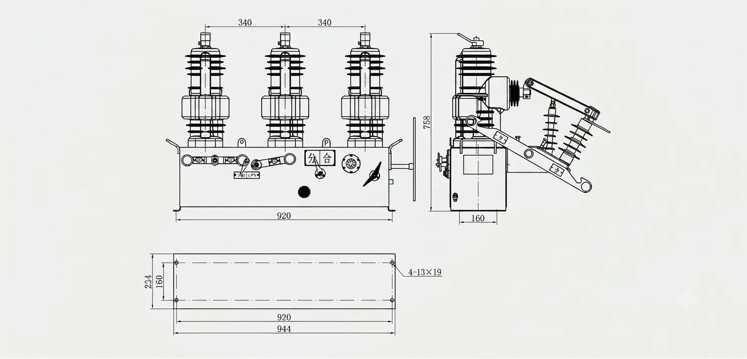 ZW32SR-12 12kV Smart Recloser with Remote Control dimension